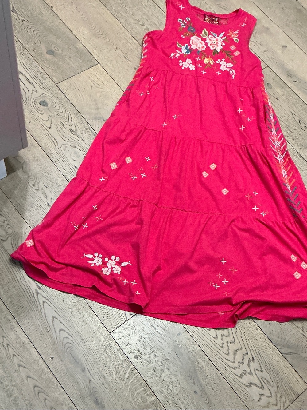 Woman’s Johnny Was pink long tiered sleeveless dress. XL. Gently worn. So pretty